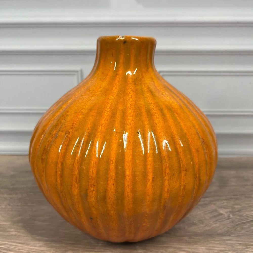 Ribbed‎ Bud Vase Home Decor Orange 6